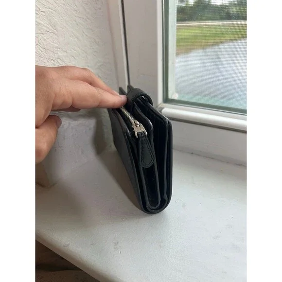 Coach F23553 Signature Monogram Medium Corner Zip Wallet in Black and Gray - Picture 5 of 12